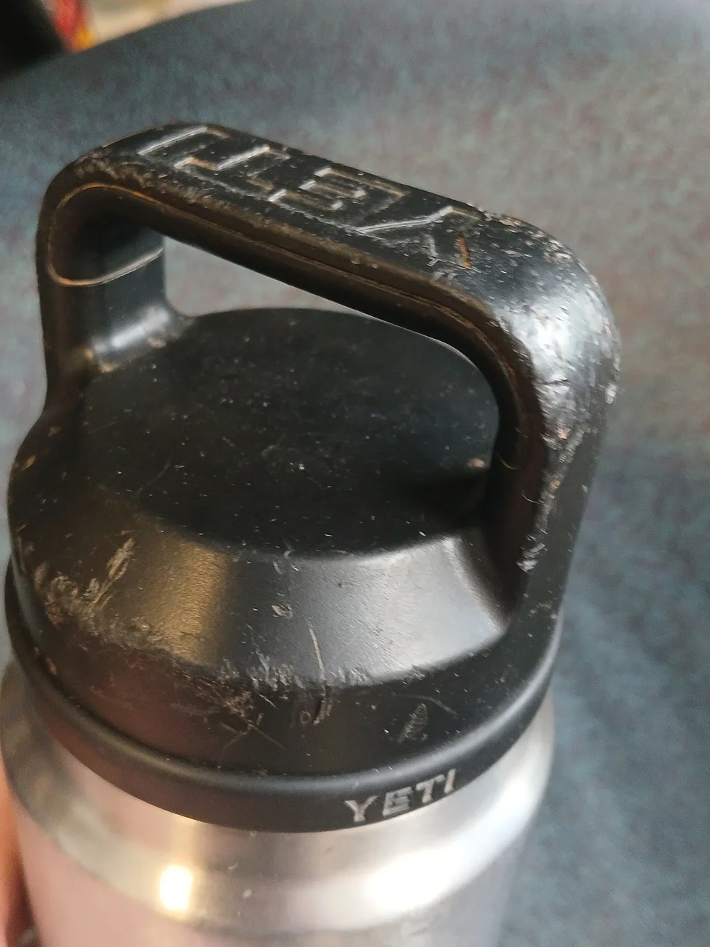 YETI Stainless Steel Travel Bottle - Silver with Black Lid Used
